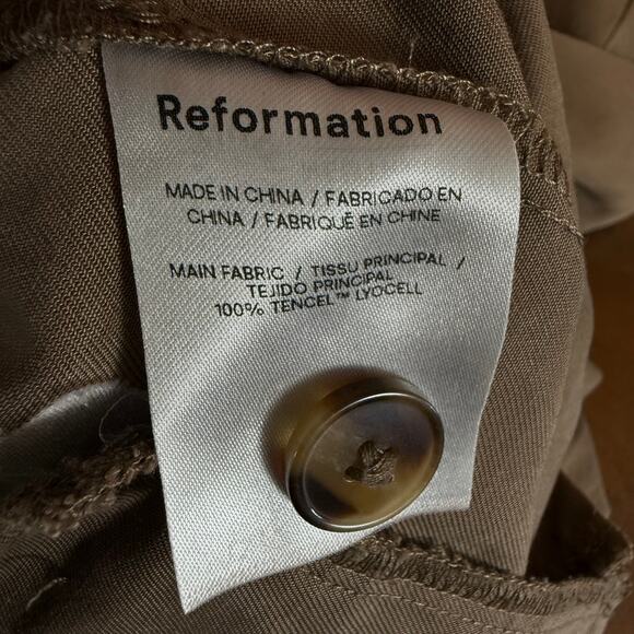 Reformation Mason Pleated 100% Tencel Lyocell-Twill Wide Leg Pants Size 4P - Picture 16 of 16